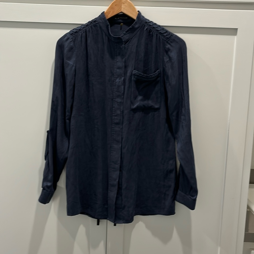 Elie Tahari navy blue suede top